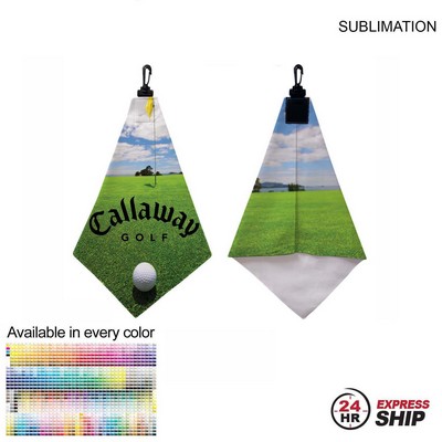 24 Hr Express Ship - Microfiber Suede Shammy Golf Towel, Triangle Shape, Sublimated (11"x17")