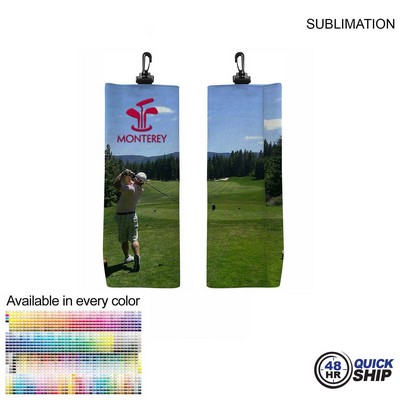 48Hr Quick Ship - Microfiber Suede Shammy Golf Towel, Trifold, Sublimated (6"x15")