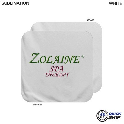 48Hr Quick Ship - Plush and Soft White Velour Terry Cotton Blend Face Cloth, Sublimated (12"x12")