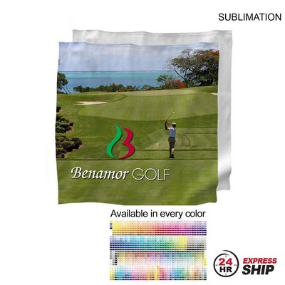 24 Hr Express Ship-Microfiber Dri-Lite Suede Shammy Cooling Towel, Sublimated Edge to Edge (15"x15")