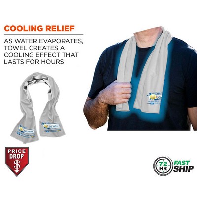 72 Hr Fast Ship - White Cooling Towel, w/Full Color Sublimated Logos (12"x40")