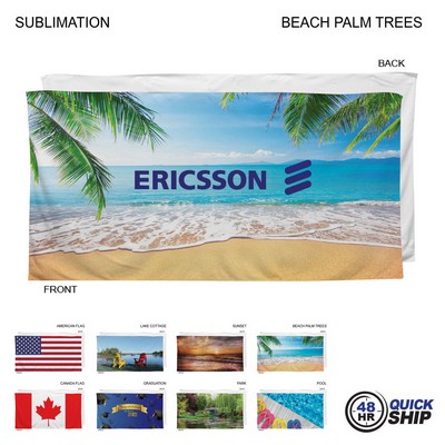 48 Hr Quick Ship -Stock Design Sublimated, Heavier Weight, Plush Velour Terry Beach Towel (30"x60")