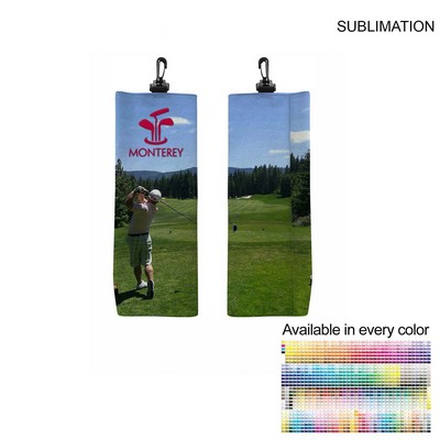 Microfiber Suede Shammy Golf Towel, Trifold with Black Swivel Hook, Sublimated, (6"x15")