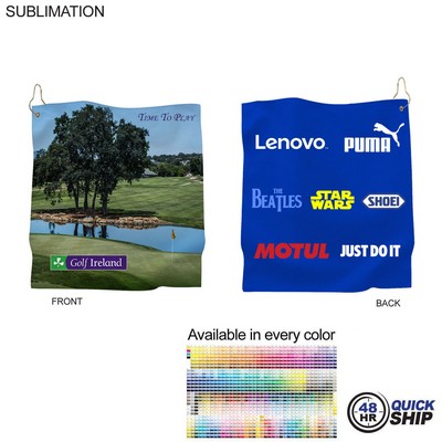 48Hr Quick Ship-Microfiber Suede Shammy Golf Towel, NoFold, Sublimated 2 Side, Finish Size (15"x15")