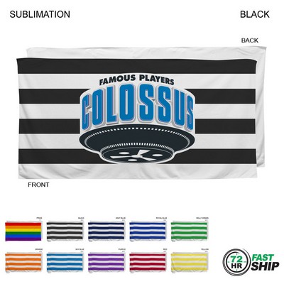 72 Hr Fast Ship -Cabana Stripe Sublimated, Heavier Weight, Plush Velour Terry Beach Towel, (30"x60")