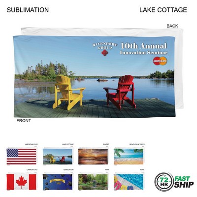 72 Hr Fast Ship - Stock Design Sublimated Plush and Soft Velour Terry Beach Towel, (30"x60")