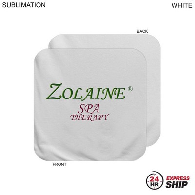 24 Hr Express Ship - Plush and Soft White Velour Terry Cotton Blend Face Cloth, Sublimated (12"x12")