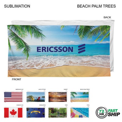 72 Hr Fast Ship - Stock Design Sublimated, Heavier Weight, Plush Velour Terry Beach Towel, (30"x60")