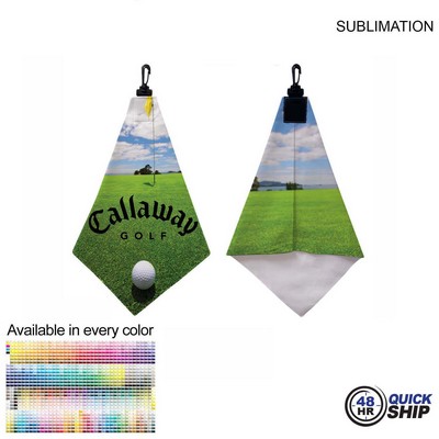48Hr Quick Ship - Microfiber Suede Shammy Golf Towel, Triangle Shape, Sublimated (11"x17")