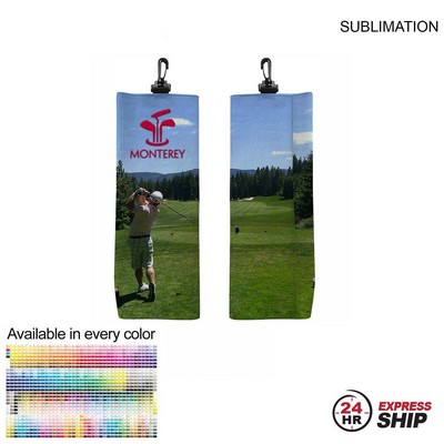 24 Hr Express Ship - Microfiber Suede Shammy Golf Towel, Trifold, Sublimated (6"x15")