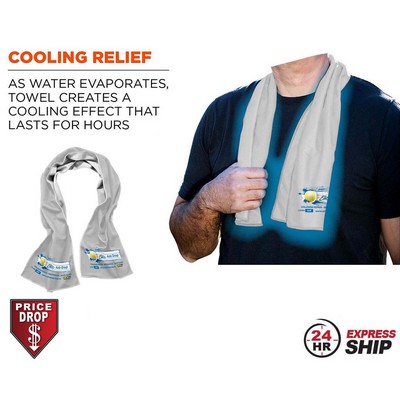 24 Hr Express Ship - White Cooling Towel, w/Full Color Sublimated Logos