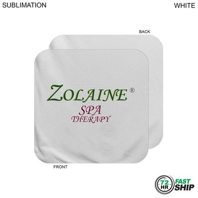 72 Hr Fast Ship - Plush and Soft White Velour Terry Cotton Blend Face Cloth, Sublimated (12"x12")