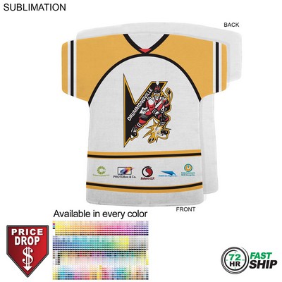 72 Hr Fast Ship - Hockey Jersey Shape Microfiber Keepsake Towel, Sublimated Front Side (18"x17")