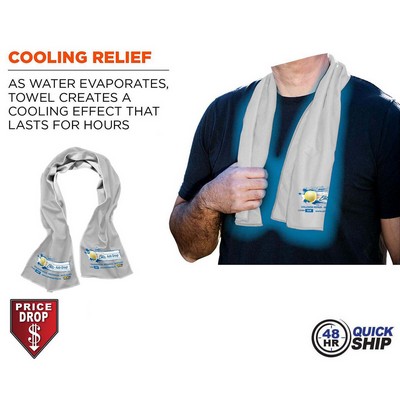 48 Hr Quick Ship - White Cooling Towel, w/Full Color Sublimated Logos (12"x40")