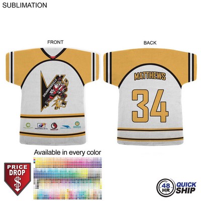 48 Hr Quick Ship -Jersey Shape Microfiber Dri-Lite Terry Keepsake Towel, Sublimated 2 Side (17"x18")