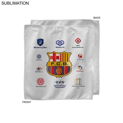 White Microfiber Dri-Lite Terry Sponsorship Rally Towel, Sublimated Full Color Logo (10"x10")