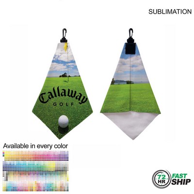 72 Hr Fast Ship - Microfiber Suede Shammy Golf Towel, Triangle Shape, Sublimated (11"x17")